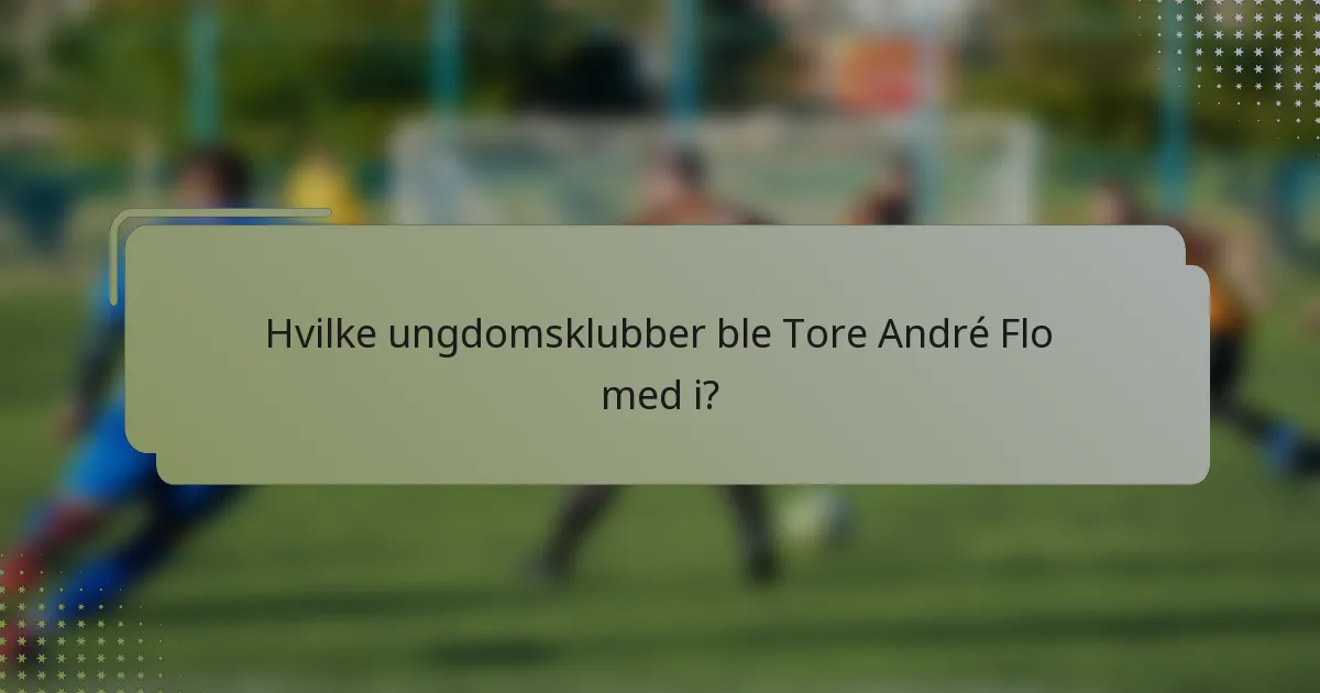 Hvilke ungdomsklubber ble Tore André Flo med i?